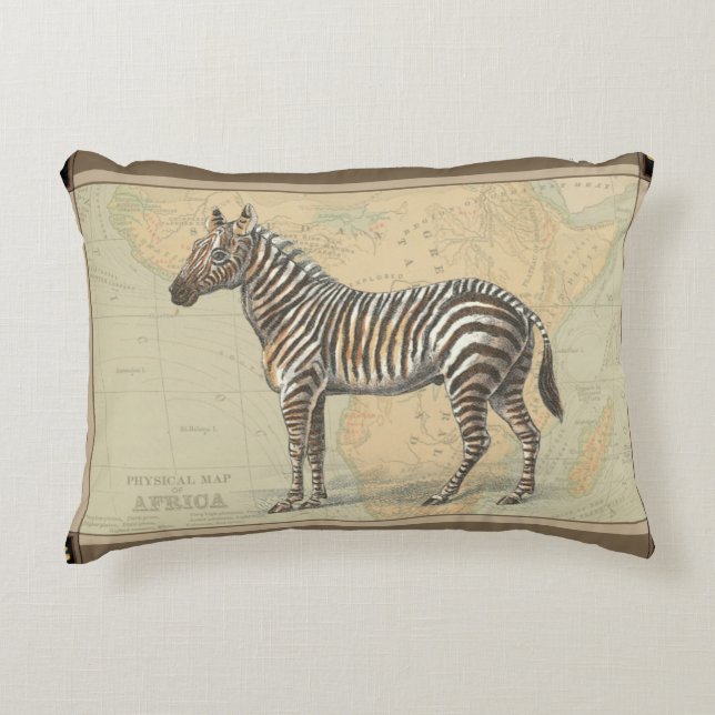 Almofada Decorativa Mapa africano e zebra (Frente)