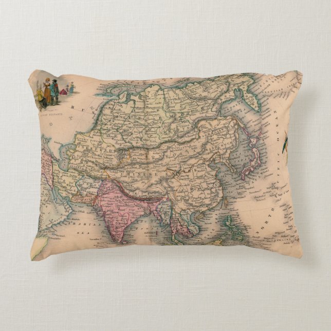 Almofada Decorativa Mapa antigo antigo inspirado (11) (Frente)