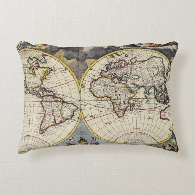 Almofada Decorativa Mapa antigo antigo inspirado (4) (Frente)