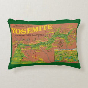Almofada Decorativa Mapa Antigo do Yosemite