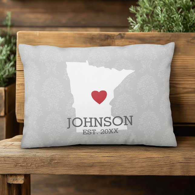 Almofada Decorativa Mapa da Cidade do Estado de Minnesota - Casamento  (Custom Pillow)