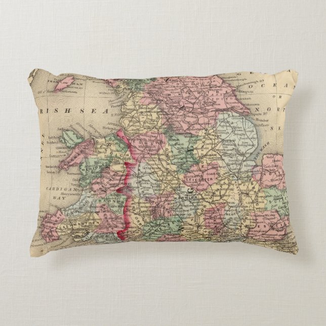 Almofada Decorativa Mapa de Inglaterra, Wales por Mitchell (Frente)