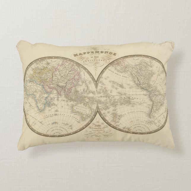 Almofada Decorativa Mapa do atlas de mundo (Frente)