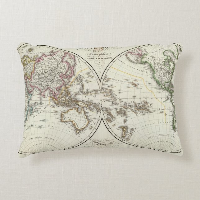 Almofada Decorativa Mapa do atlas de Paris (Frente)