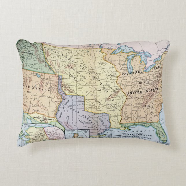 Almofada Decorativa Mapa: E.U. Expansão, 1905 (Frente)