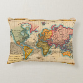 Almofada Decorativa Mapa Mundial 1780 Bonne Antique Planisferio
