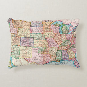 Almofada Decorativa Mapa: Os Estados Unidos, 1905