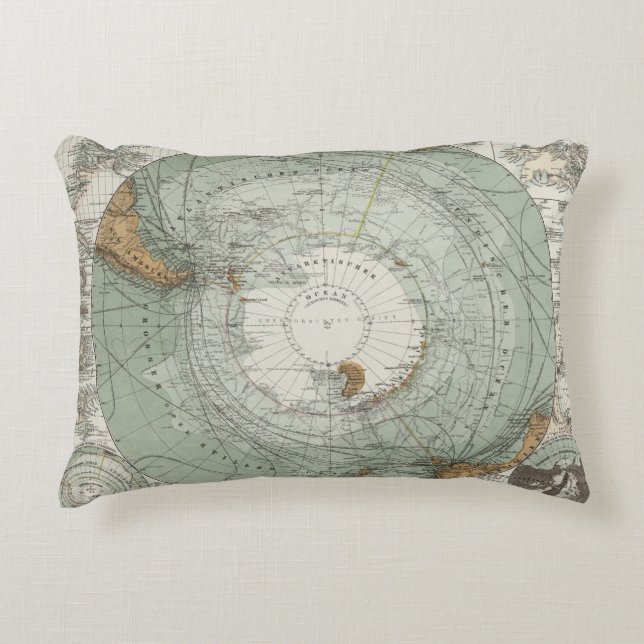 Almofada Decorativa Mapa sul da região polar (Frente)
