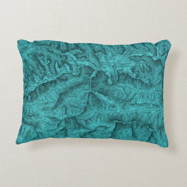 Almofada Decorativa Mapa Topográfico de Montanha Azul (Verso)