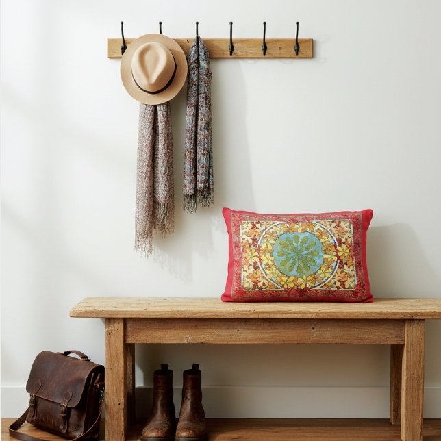 Almofada Decorativa Mapeamento Deixa Abstrato Padrão Alphonse Mucha (Criador carregado)