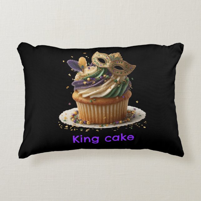 Almofada Decorativa Mardi Gras Masked Cupcake Celebration (Frente)