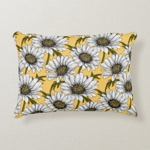 Almofada Decorativa Margaridas brancas, flores silvestres em amarelo