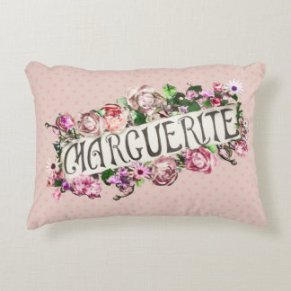 Almofada Decorativa Marguerite Nome Vintage Floral Banner Cute & Girly