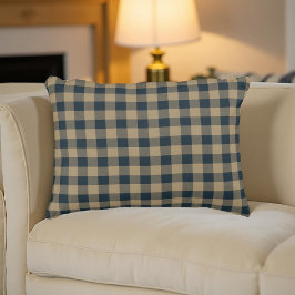 Almofada Decorativa Marinho Blue Beige Buffalo Xadrez Rustic Decor
