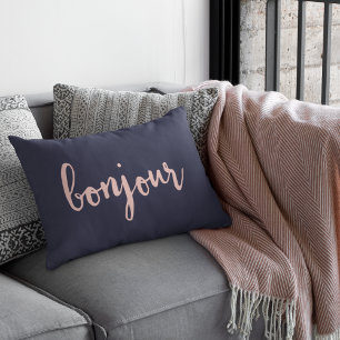 Almofada Decorativa Marinho Bonjour e Pêssego Rosa