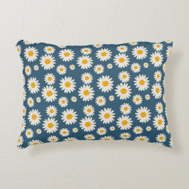 Almofada Decorativa Marinho Daisy Floral Bohemian Padrão Botânico