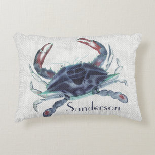 Almofada Decorativa Marinho de caranguejo azul náutico