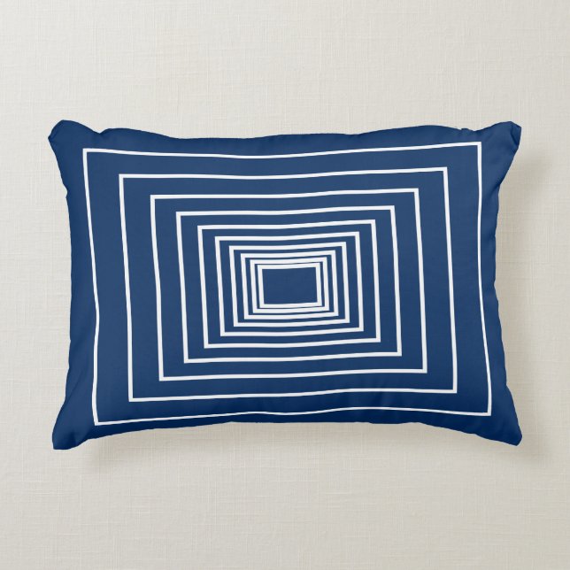 Almofada Decorativa Marinho moderno Padrão mínimo de cubos brancos azu (Frente)