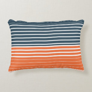 Almofada Decorativa Marinho Náutico Blue Orange Stripes