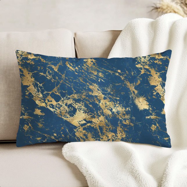 Almofada Decorativa Mármore Azul Dourado Luxo (Criador carregado)