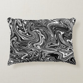 Almofada Decorativa Mármore Líquido Preto e Branco Abstrato