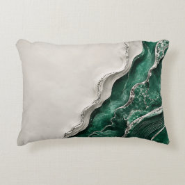 Almofada Decorativa Mármore Verde Esmeralda Arte Abstrata de Decoração