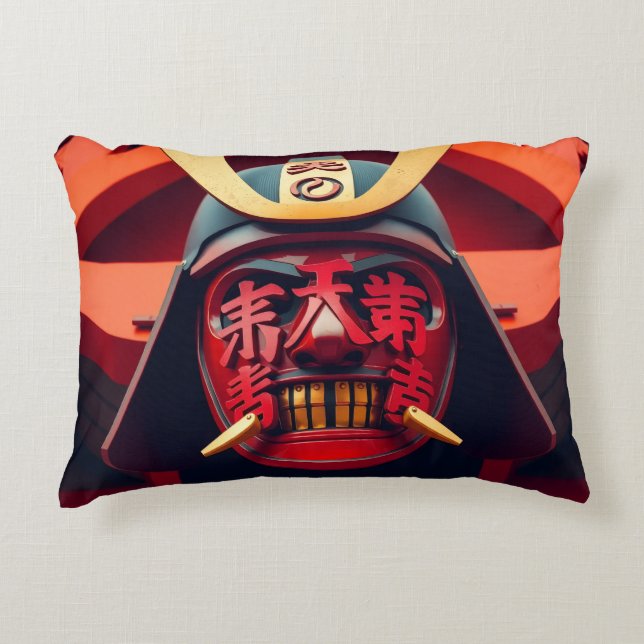 Almofada Decorativa Máscara vermelha de samurai anime (Frente)