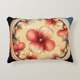 Almofada Decorativa Medalhão Flor de Estilo Antigo – Travesseiro de Ac
