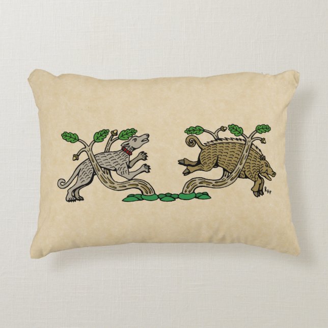 Almofada Decorativa Medeval Boar Hunt (Frente)