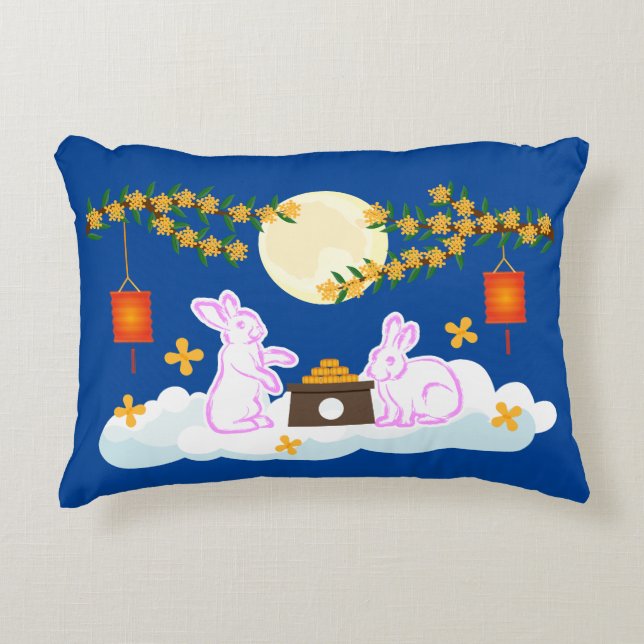 Almofada Decorativa Médio Festival de outono Coelho da Lua Bolo Osmant (Frente)
