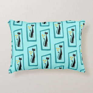 Almofada Decorativa Meio século de Gato de Schrödinger moderno azul pá