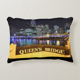 Almofada Decorativa Melbourne Austrália CDB Luzes sobre a Ponte da Ra