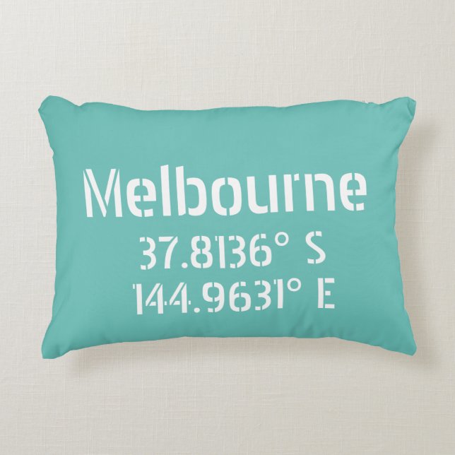 Almofada Decorativa Melbourne Latitude Longitude (Frente)
