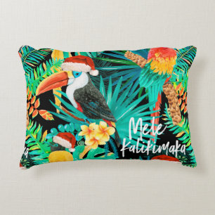 Almofada Decorativa Mele Kalikimaka Aves Selvagens Tropicais Reversíve