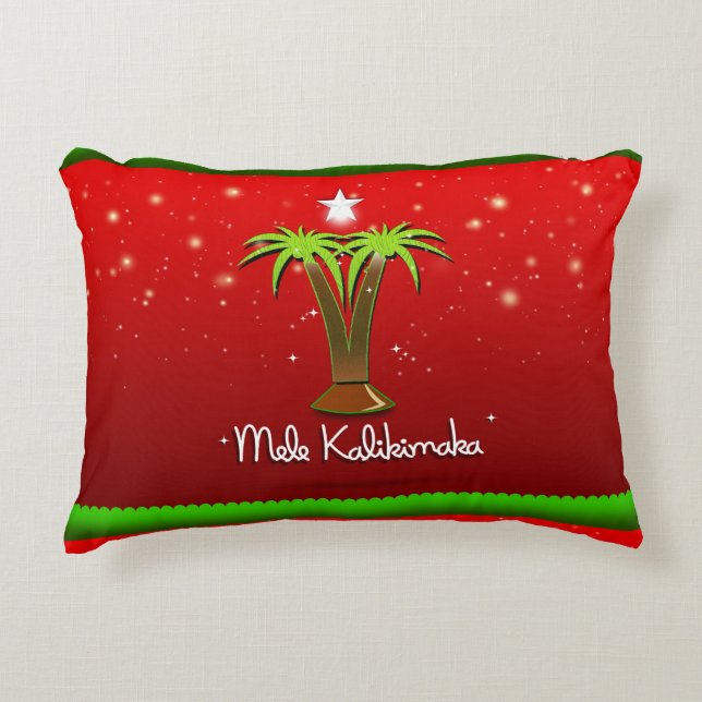 Almofada Decorativa Mele Kalikimaka Palm Tree para Xmas (Frente)