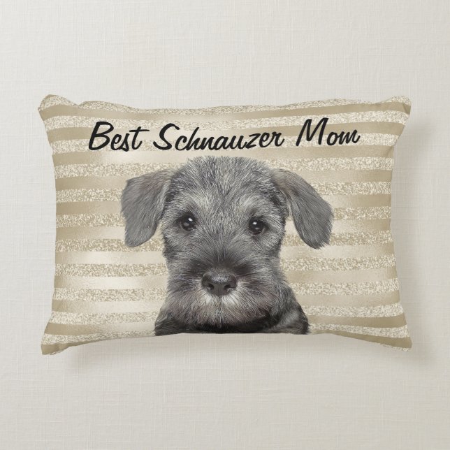Almofada Decorativa Melhor Travesseiro de Sotaque Schnauzer Mãe (Frente)