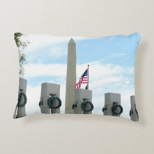 Almofada Decorativa Memorial do Washington Monument e da WWII em DC (Verso)