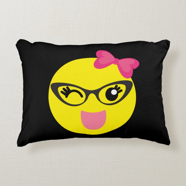 Almofada Decorativa Menina bonito de Emoji (Frente)