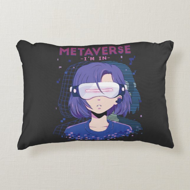 Almofada Decorativa Menina do anime óculos de realidade virtual Almofa (Frente)