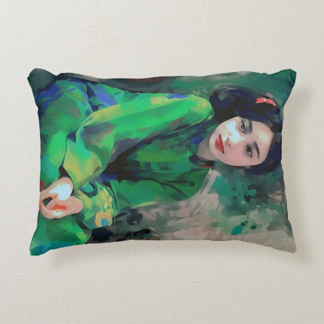 Almofada Decorativa Menina em vestida verde (Frente)