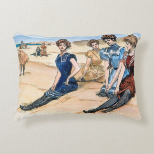 Almofada Decorativa Meninas de Gibson na praia, 1900