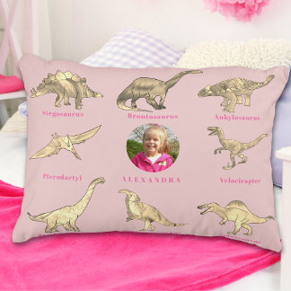 Almofada Decorativa Meninas Dinossauros Nome e Foto Personalizados Ros