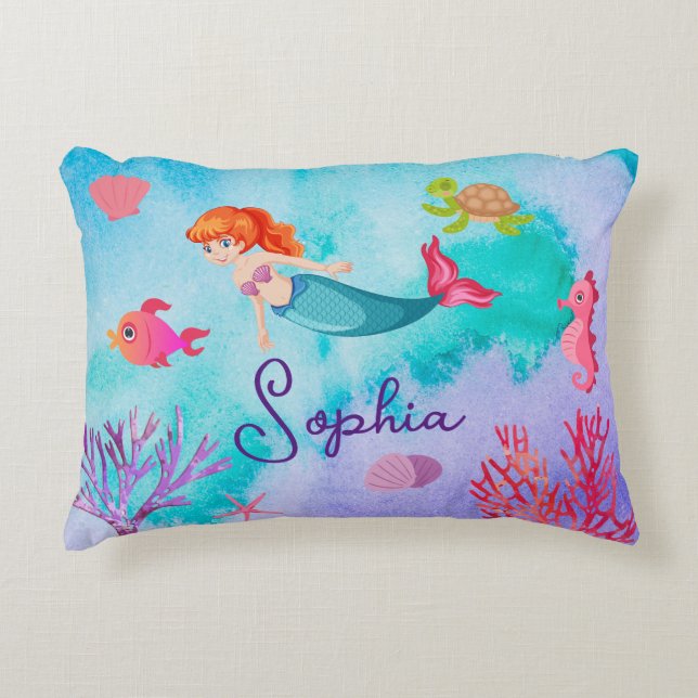 Almofada Decorativa Meninas Sereia Cushion Personalizado (Frente)