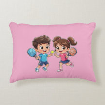 Menino e Menina de Desenho Animado Fofo Jogando Pa