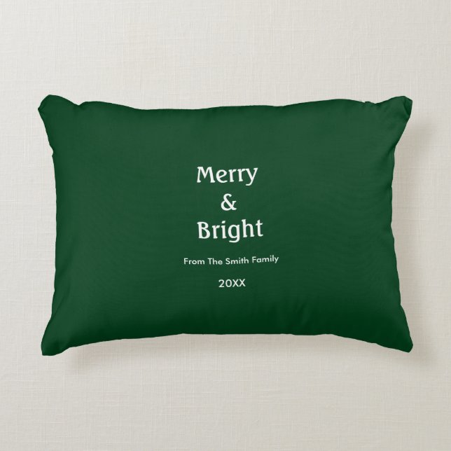 Almofada Decorativa Merry And Bright Hunter Green Christmas Gift Decor (Frente)