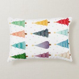 Almofada Decorativa Merry and Bright, Watercolor Christmas Trees