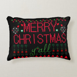 Almofada Decorativa "Merry Christmas Y'all" Ugly Sweater