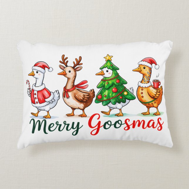 Almofada Decorativa Merry Goosmas Christmas Funny Goose Tri-Blend Shir (Frente)