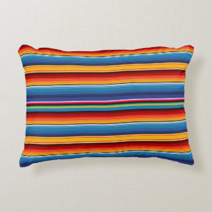Almofada Decorativa Mexicano vermelho Dourado azul Sarape