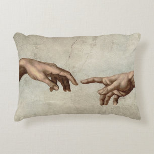 Almofada Decorativa Michaelangelo mãos criação adam deus